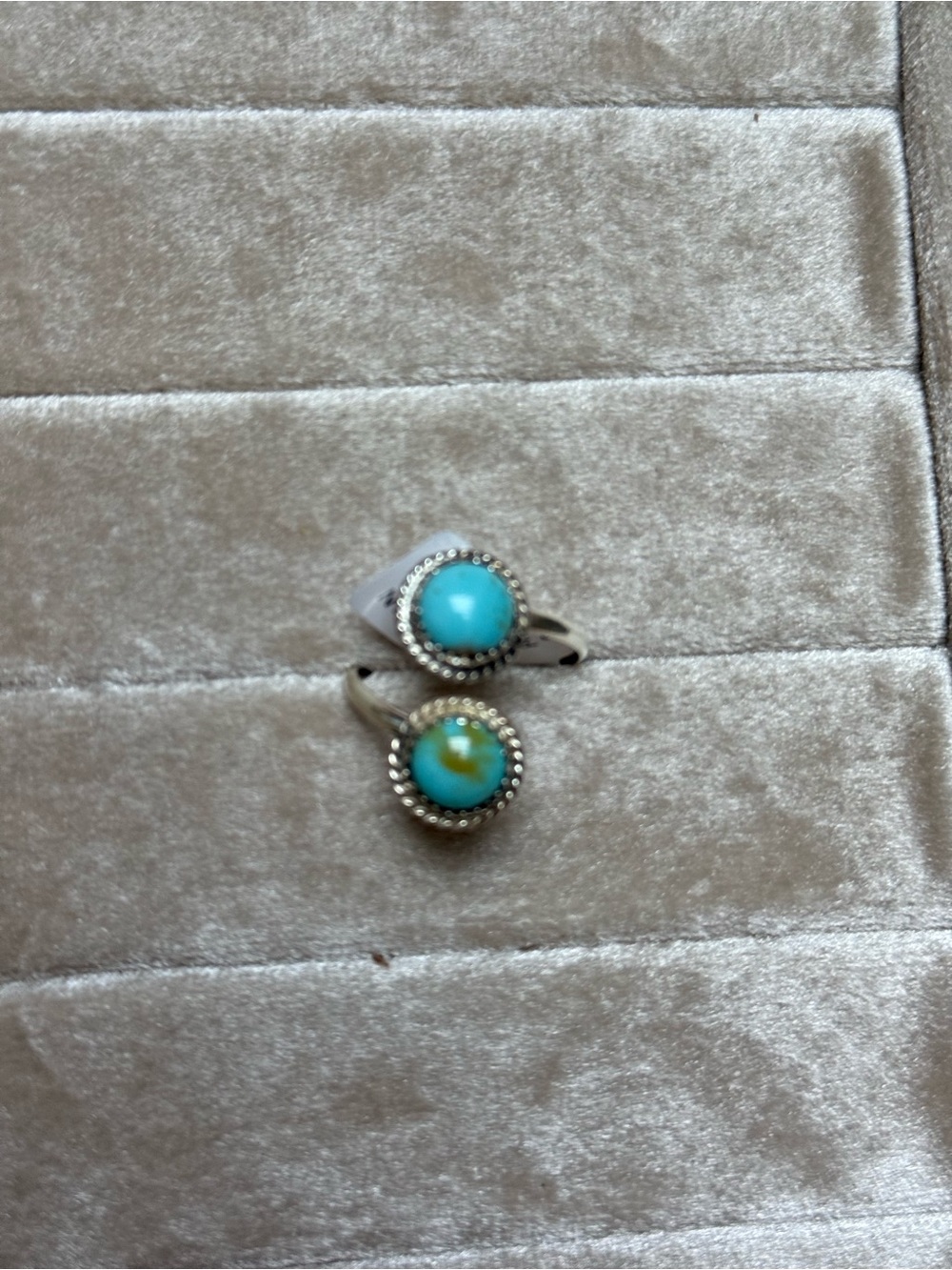 Esther White Navajo Sterling Silver Kingman Turquoise Bypass Ring - Picture 2 of 4